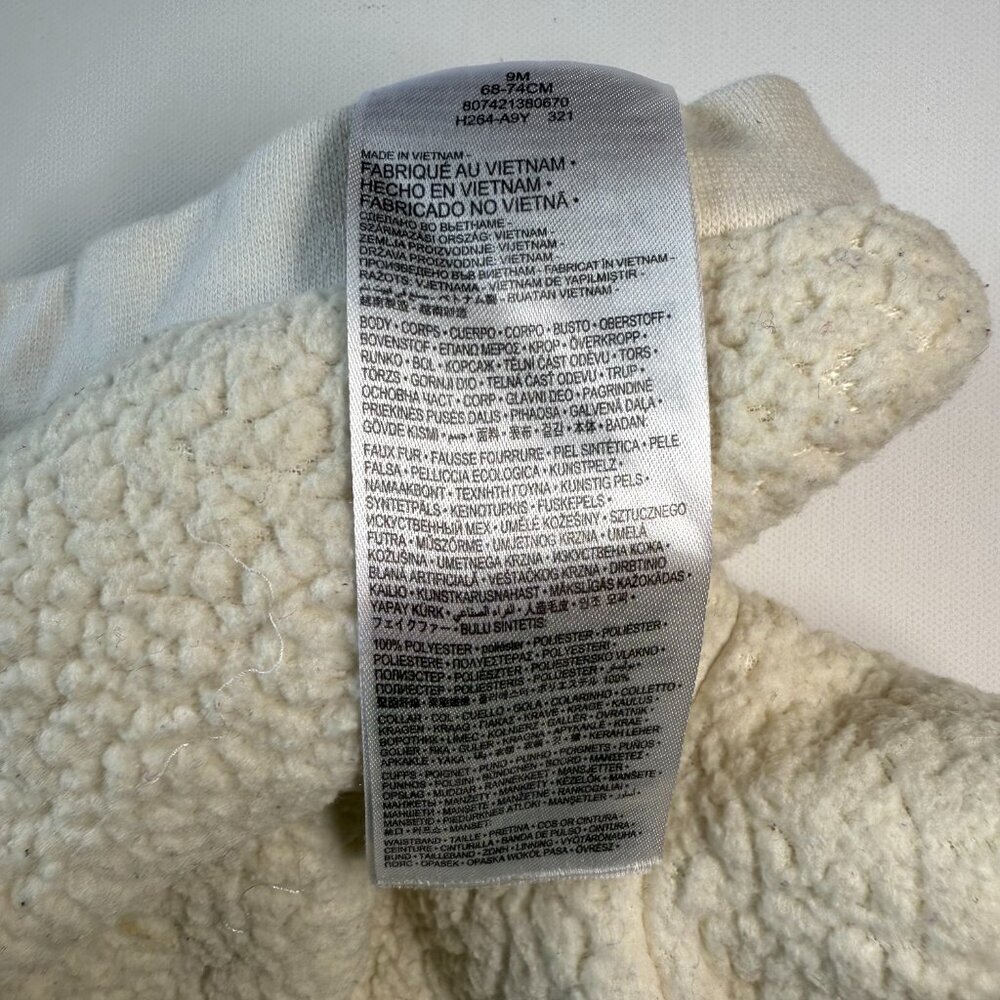 Nike Sherpa Fleece Baby Crewneck Sweatshirt Cream Colored Off White Size 9M - Picture 9 of 10